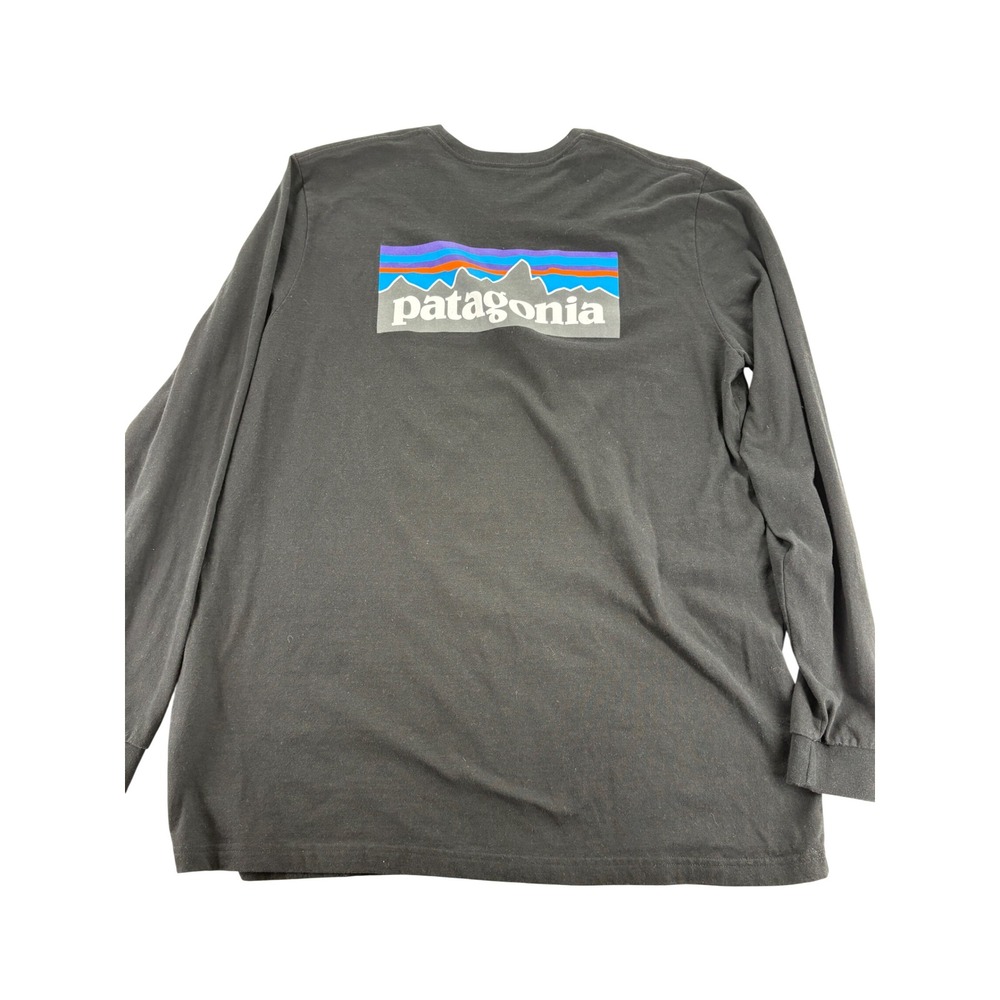 Patagonia Long Sleeve Shirt XL Responsibili-Tee Black Graphic Logo T-Shirt